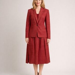Vintage Custom Cogburns Womens Suit Set Blazer Skirt Red Tweed‎ Office Classic